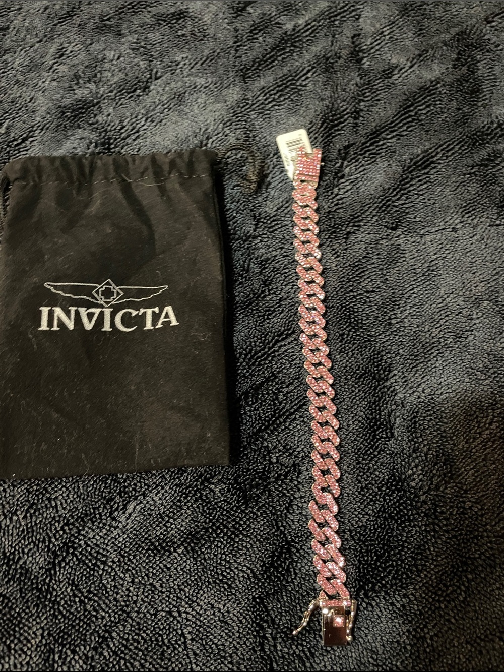 Invicta Pink Pavé Cuban Link Bracelet